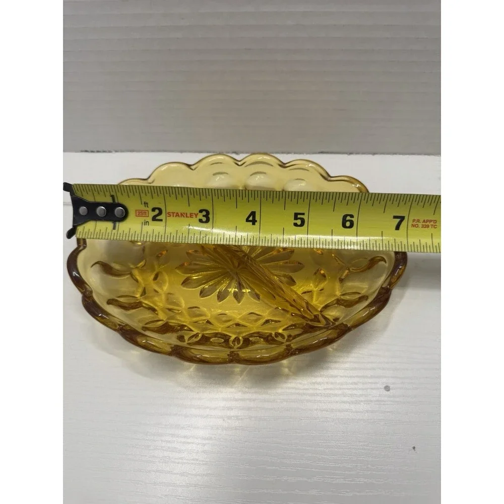 Vintage Anchor Hocking Fairfield Amber Glass Divided Relish Candy Dish